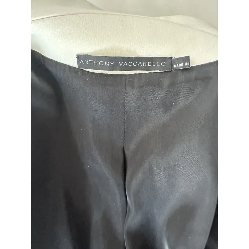 Anthony Vaccarello Hardcore Spike White Midi Coat size FR 36 Black Leather Belt